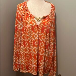 Michael Kors Orange Patterned Women's Top